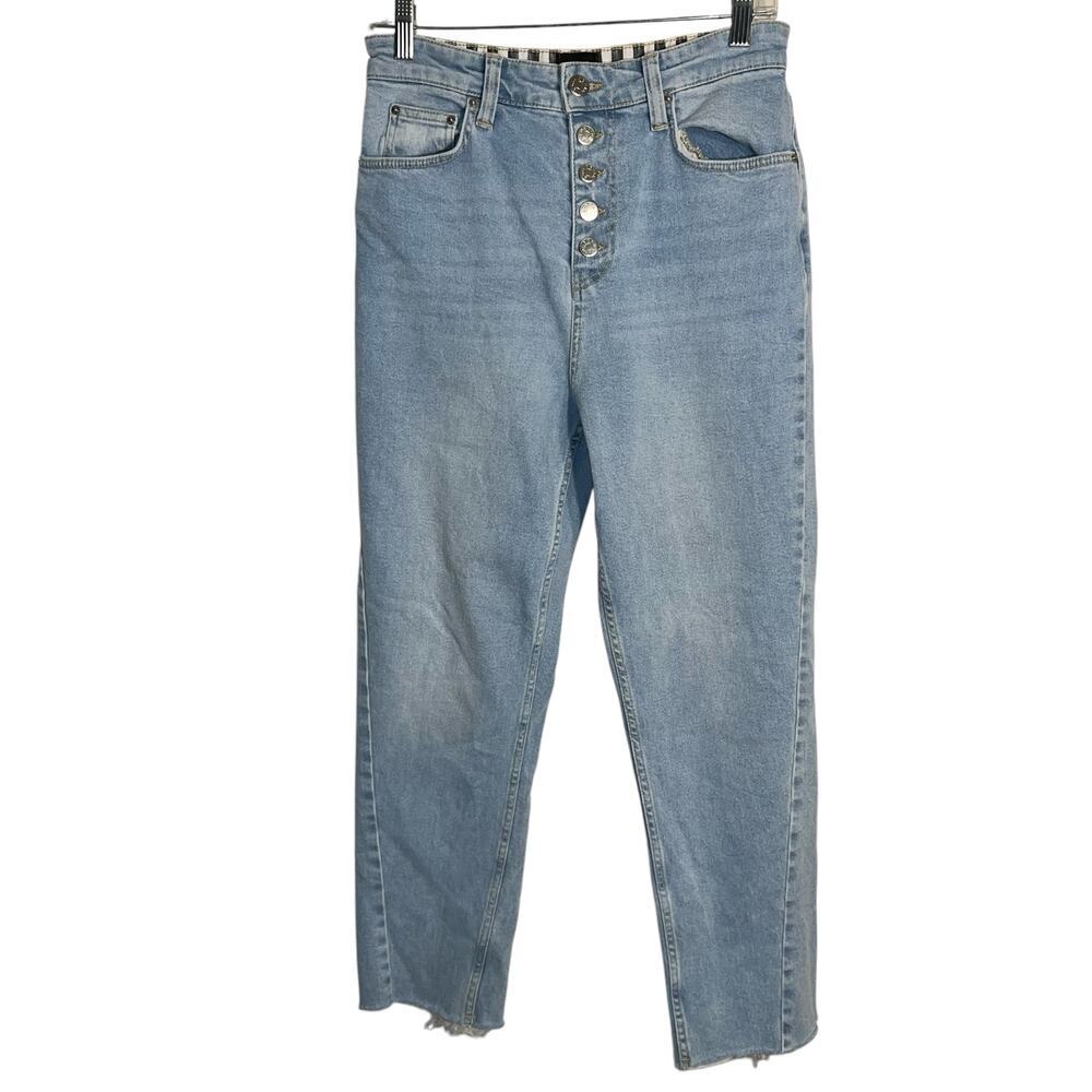 BDG Urban Outfitters Girlfriend Jeans Button Fly Light Wash Raw Hem Size 28